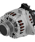 Premium Auto Alternator Replacement For Hyundai Elantra 2011-2017 And Elantra Coupe 2013-2014 And Elantra GT 2013-2017 Plus Kia Forte 2014-2016 And Soul 2012-2013, High Output 12V Car Electrical System Upgrade aluminum housing close-up