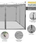 Mosquito Net For 10x10 Gazebo Pop Up Canopy With Zipper Mesh Sidewalls, shown installed with hooks and grey durable material