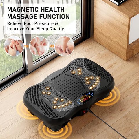 Vibration Plate Exercise Machine For Full Body Workouts, 130 Levels Of Vibration, Lymphatic Drainage, Weight Loss on wooden floor