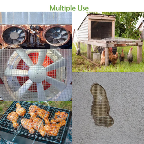 4 Mesh Stainless Steel Wire Mesh Sheets 11.8 X 23.6 Inches used for varying applications including ventilation and animal enclosures.