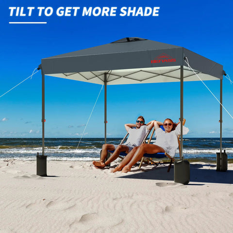 10x10 Pop Up Canopy With Sidewalls For Parties And Events, Easy Up Instant Setup, Heavy Duty Outdoor Tent, Beach Shelter, Grey