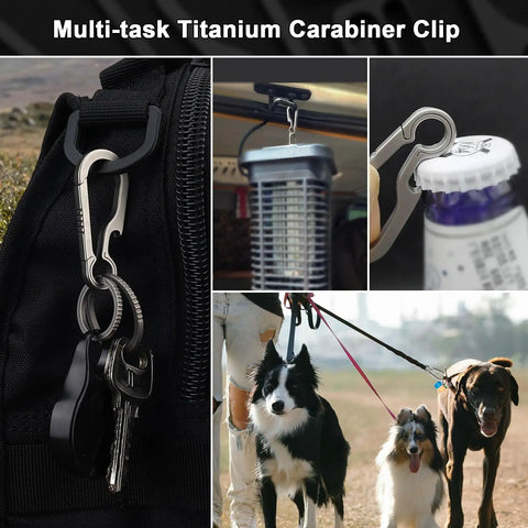 Titanium Carabiner Keychain With Quick Release Clip, Heavy Duty Key Ring And Lightweight Titanium Alloy Clip in various uses