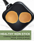 Nonstick Square Griddle Pan With Easy To Clean Surface and Stay Cool Handle Even Heat Distribution Dishwasher Safe 11 Inch Cookware
