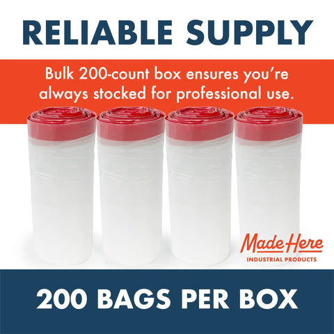 Four rolls of 13 Gallon Heavy Duty Trash Bags With Drawstring For Office And Janitorial Use, Leak Resistant White Waste Can Liners Puncture Resistant Workhorse For Facilities, 200 Count