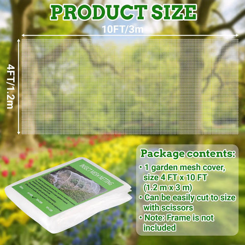 Garden Netting 4x10 Ft See Through Pest Barrier And Bird Netting For Vegetables Flowers Trees Plant Mesh Size Diagram