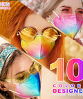 People wearing colorful KN95 Face Masks 60 Pack Individually Wrapped 5 Layer Disposable Masks For Adults Men Women Breathable Fit