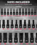 Impact Socket Set With 36 Piece Hex Bit Kit For Quarter Inch, Three Eighths Inch And Half Inch Drives Sockets Display