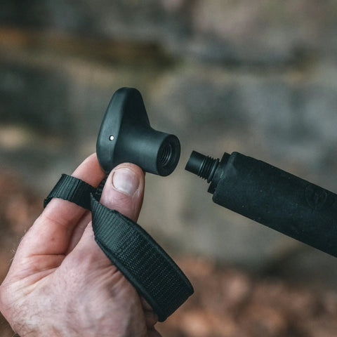 Detachable Trekking Pole Handle For Sentinel And Ascent Tripod Legs Ultra Lightweight 1.7oz Grip with wrist strap in hand