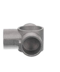 Brushed Aluminum Center Cross Brace Fitting Links 1-5/8 Vertical Pipes To Three 1-1/4 Horizontal Rails, gray die-cast joint stabilizer.