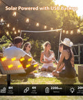 54Ft Solar String Lights Outdoor Weatherproof With USB Charging Remote Dimmable Timable For Patio Chill Vibes in garden