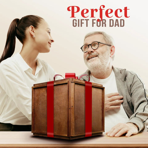 Gift-wrapped Rotating Vinyl Record Storage Box 4 In 1 Wooden Display Cube For 100 LP Records on table with people.