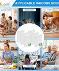Six Pack Replacement Filter R For HPA300 Series in various home scenes like living room, kitchen, and pet family areas.