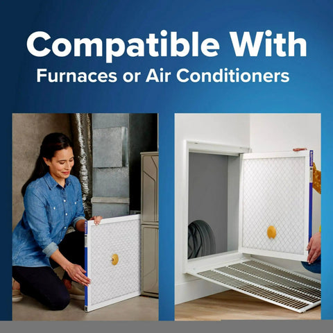 Person installing Smart 20x20x1 Air Filter 2 Pack MERV 13 MPR 2200 For Home AC And Furnace With Bluetooth Filter Life Tracking