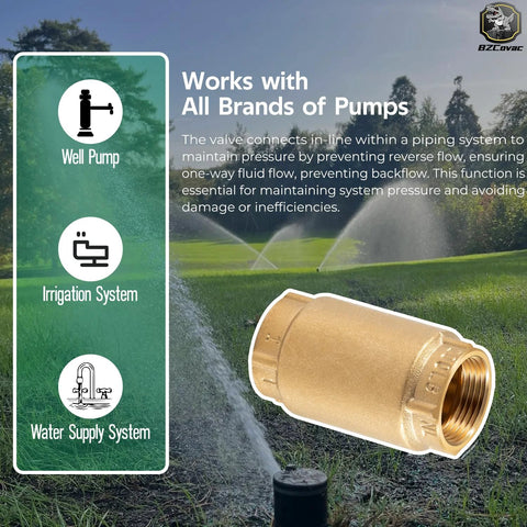 No-Lead brass 1-inch check valve with backflow preventer; 1-inch FNPT x 1-inch FNPT