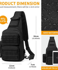 Black Tactical Sling Bag Crossbody For Men and Women EDC Shoulder Pack With MOLLE, Lightweight 600D Nylon, fits 11-inch iPad