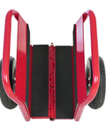 No Sweat Heavy Duty Panel Dolly Cart With One Thousand Pound Capacity And Ten Inch Reliable Solid Rubber Tires For Easy Drywall Loads Heavy Door Slides And Contractor Gear Runs In Glossy Red, top view showcasing rubber tires and sturdy design.