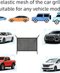 Badass Heavy Duty 43X29in Grille Mesh Guard For Tesla Cybertruck, elastic mesh for all vehicle models, featuring sturdy hooks.