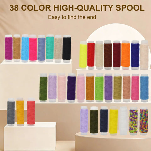 All-In-One Sewing Kit With 238-Piece Accessories For Newbies And Pros, Travel Friendly Home DIY Gift Set including 38 colorful thread spools
