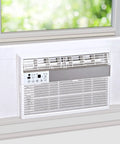 White Vinyl Foam Side Panels For Window AC Units Custom Trim To Fit Rugged Draft Guard Wrap securely around a window AC unit inside a home.
