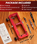 Heavy Duty Aluminum Alloy Door Hinge Jig And Deep Hole Pencil Set shown with components on wooden surface