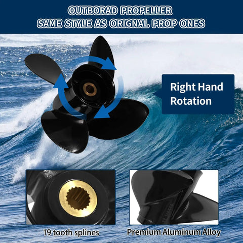 Beefed Up Aluminum Outboard Propeller 14.5 Inch Diameter 17 Pitch Right Hand 4 Blade 19 Spline Fits Volvo Penta SX