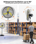 Whisper Quiet 24 Inch Industrial Pedestal Fan With Brushless DC Motor, 5000 CFM Waterproof Heavy Duty Outdoor Fan in warehouse