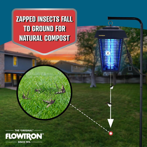 Outdoor Bug Zapper For Mosquitoes And Flies With One And A Half Acre Coverage 80W Bulb And 5600V Instant Kill Grid in backyard