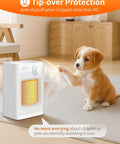 Compact Indoor Electric Space Heater 1200W PTC Fast Heating, portable with tip-over protection near playful puppy.
