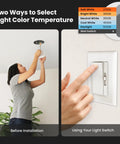 4 Inch Led Recessed Downlight 5Cct Tunable White Dimmable Ceiling Fixture 4 Pack installation process and light switch use.