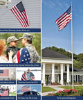 Collage of uses for 2.5 By 4 Ft American Flag Pole Sleeve For Outdoor Use, Built To Last Nylon Construction, Tear Resistant, Weather Ready