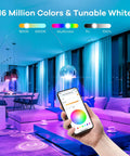 Smart LED Bulbs That Play Nice With Alexa And Google Home, No Hub Needed, in a colorful living room with mobile app control