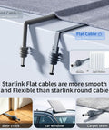 Ablian Starlink Mini Power Cord 32.8FT Flat DC5521 Charging Cable Waterproof Outdoor shown connecting through a door crack.