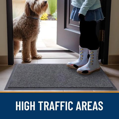 Heavy Duty Rubber Door Mat 3 By 5 Feet For Indoor Outdoor Use Waterproof And Easy Clean Entry Mat Traps Dirt And Moisture