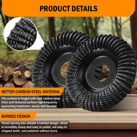 Image of Go-To 4.5 Inch Wood Carving Disc With 7/8 Inch Arbor, heavy-duty carbon steel design for angle grinder use.