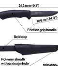 Carbon Steel Fixed Blade Bushcraft Knife With Sheath, 4.3 Inch Blade, Black Tactical Outdoor Knife For Survival display
