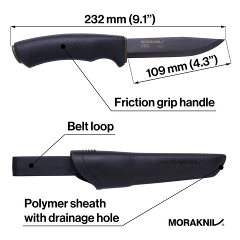 Carbon Steel Fixed Blade Bushcraft Knife With Sheath, 4.3 Inch Blade, Black Tactical Outdoor Knife For Survival display