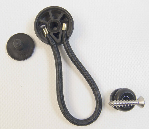 Black Bungee Cord Fastener With Attachment Knob And Mounting Screw For Fabric Snaps On Easy No Tool Install Shock Cord Loop Fastener