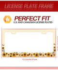 Dope Sunflower Pattern License Plate Frame Stainless Steel 12x6 Inch Flower Design Auto Part Holder With Screws Scratch Resistant
