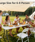 Group of six people dining outdoors on 2 Pack 6 Ft Folding Plastic Tables Heavy Duty Portable Fold In Half Utility Tables