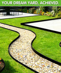 Curved path with No Dig Garden Edging Kit 2 Inch Tall 20 Foot Border With 20 Stakes, defining stone walkway and lawn edges.