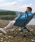 Heavy Duty Folding Hammock Chair With Adjustable Backrest And Padded Seat For Cozy Outdoor Comfort Supports Up To 300 Lbs Portable Folding Camping Chair for travel patio or beach blue