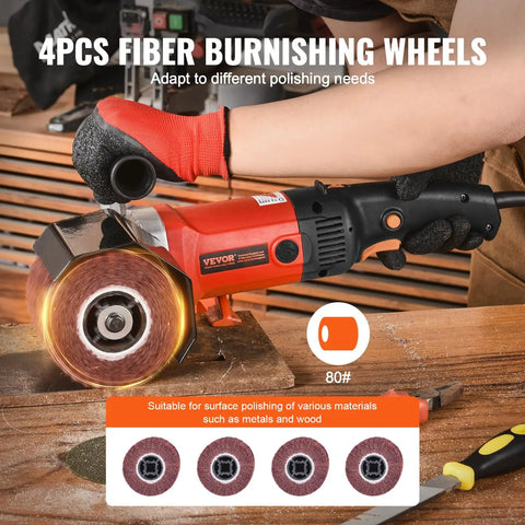 Beast 1200W Burnishing Polishing Tool with Six Speed Settings polishing metal surface with fiber wheels, handheld use