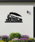 Locomotive Metal Wall Art In Matte Black For Living Room Office Or Bar A Vintage Rustic Sign And Industrial Decor That Pops Durable Metal Sculpture For Indoor Or Outdoor Use 16 Inch on white wall