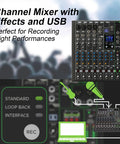 Image of ProFX12v3+ 12-Channel Mixer With Effects And Bluetooth Bundle, USB-C Audio Interface, featuring channels and control knobs.