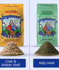Crab And Lobster Shell Plant Food 5-3-0 With Kelp Meal 1-0-2 Dual Pack Organic Fertilizer For Lawn And Garden That Boosts Soil Health Root Strength Moisture Retention And Big Growth. two bags