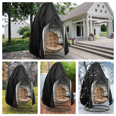 Patio Egg Chair Cover With Zipper No Fuss All Season 420D Oxford PU Coated Outdoor Swing Protector for Black Egg Chair