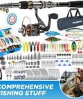 Telescopic Fishing Rod And Reel Combo With Tackle Box And Collapsible Rod And Lures, 373Piece Tackle Set For Bass And Trout