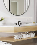 Oil Rubbed Bronze 3-Hole 8-Inch Widespread Bathroom Faucet With Two Handles on modern vanity