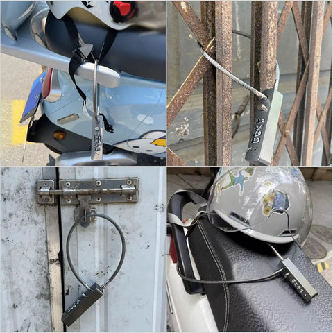 23.6 Inch Steel Cable Lock With Protective PVC Coating securing bikes, gates, and fences, showcasing flexible cable design.