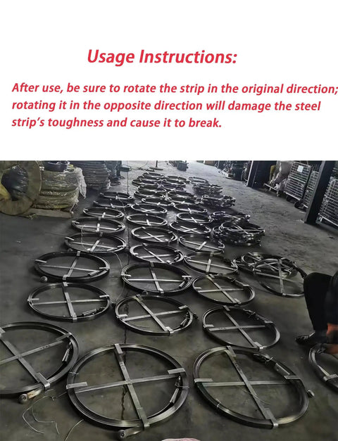 Heavy Duty Steel Main Line Drain Auger Manual Plumbing Snake Bust Through Grit And Blockages In Kitchen Bathroom And Shower With Durable Steel Cord arranged in rows for storage.